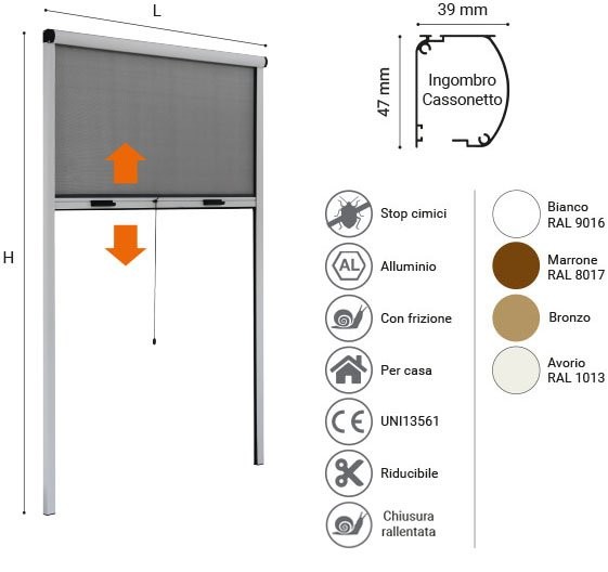 Zanzariera a rullo flash x porta avorio 150x250