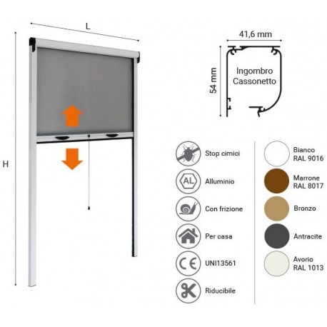 ZANZARIERA A RULLO SPECIAL 140X160 MARRO