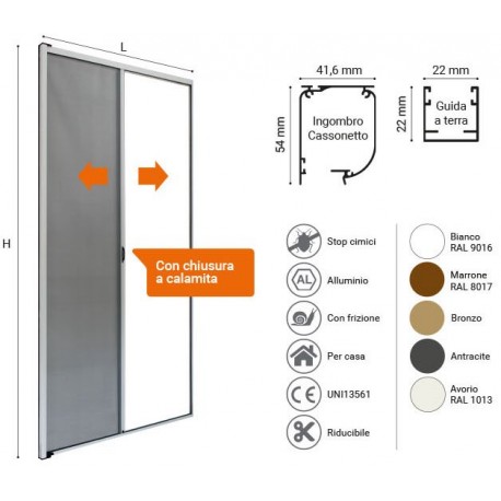 ZANZARIERA A RULLO SPECIAL LAT.160X250AN