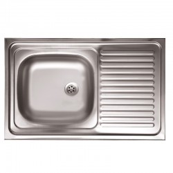 LAVELLO INOX cm.  80 1 VASCA GOCCIOL. DX